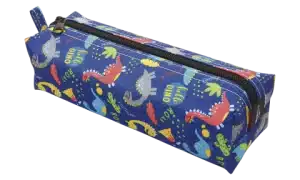 Estojo Escolar Dinossauros Grande Azul