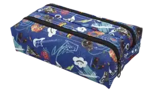 Estojo Escolar Hip Hop Rock Azul Duplo