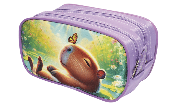 Estojo Escolar Capivara Retangular Duplo Lilás - Imagem 3