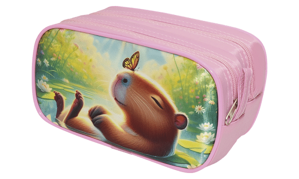 Estojo Escolar Capivara Retangular Duplo Lilás