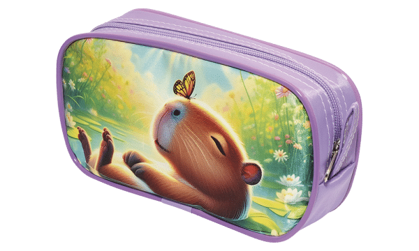 Estojo Escolar Capivara Retangular Duplo Lilás - Imagem 4
