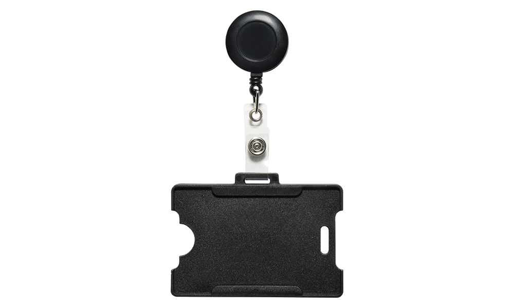 Cordão retrátil para crachá preto Reflex